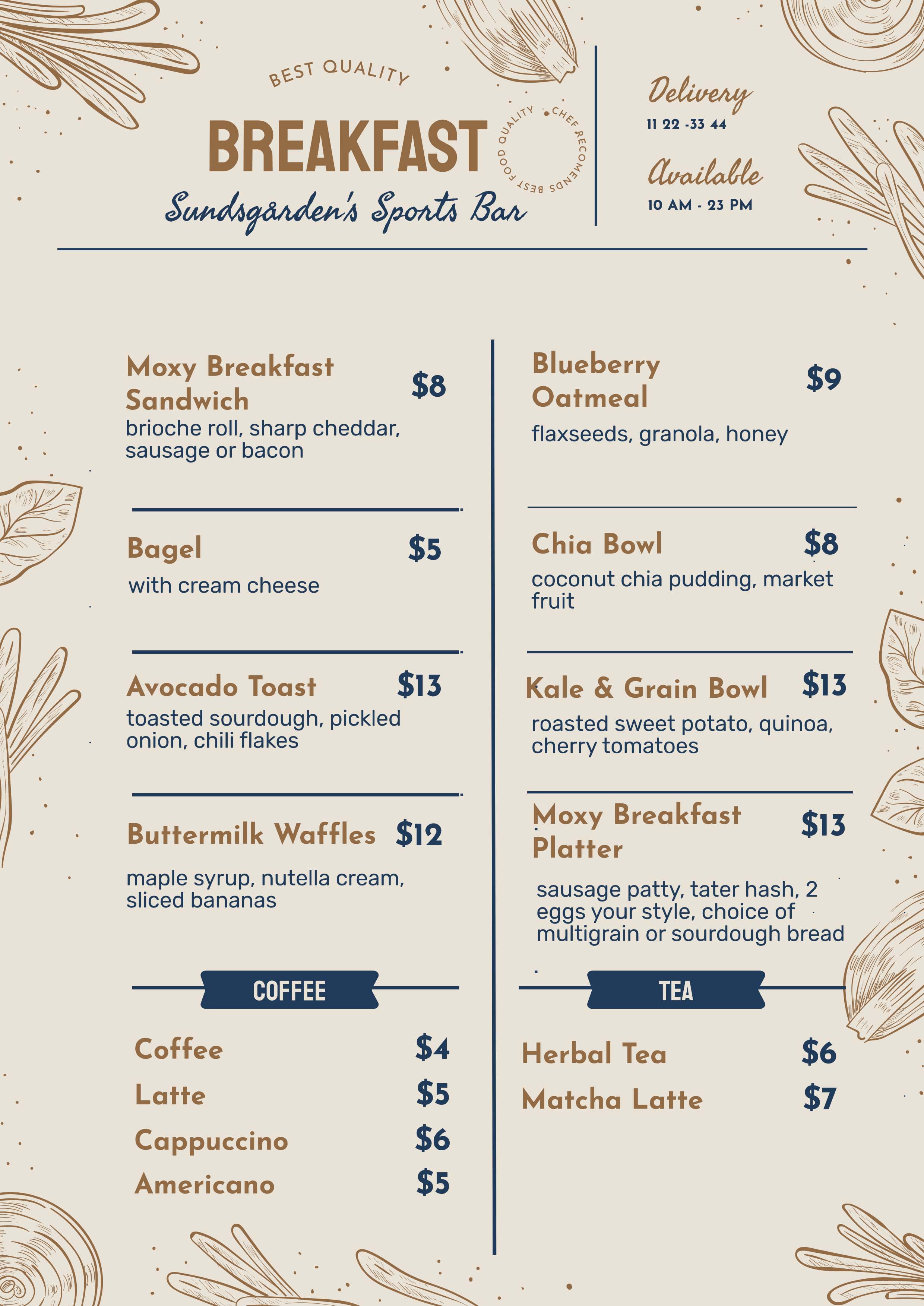 Breakfast Menu