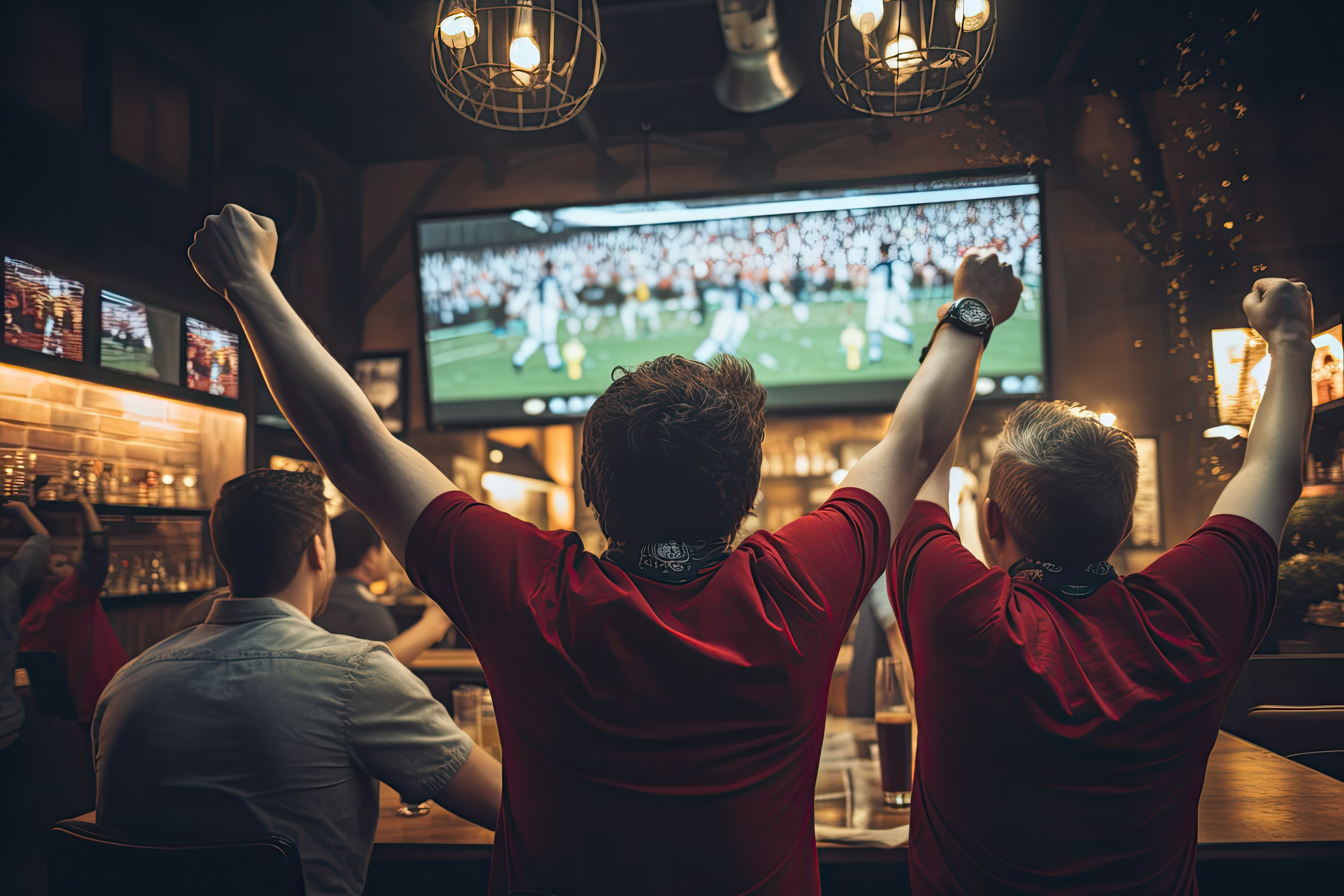 People cheering at the fotball game